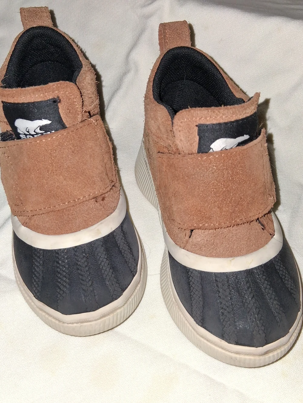 Sorel Kids Brown Suede and Black Waterproof Duck Boots